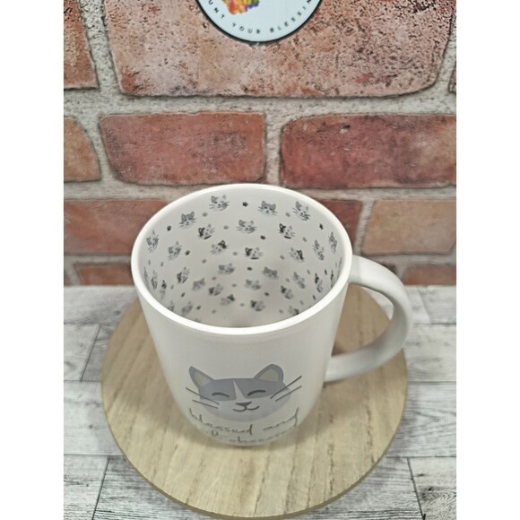 Blessed and Cat Obsessed Coffee Mug Cup Better Living Cat Face Print Inside New - Picture 2 of 7